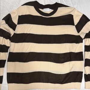 Topman brown and Cream Striped Crewneck Sweater